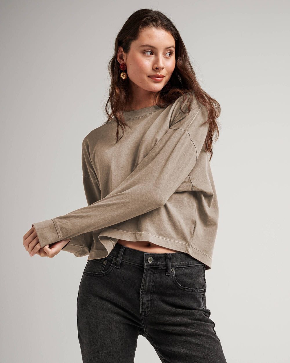 Women's Relaxed Crop Long Sleeve Tee – Richer Poorer